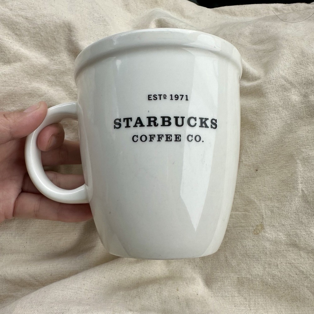 Starbucks 2009 Bone China Coffee Mug 16oz White Est. 1971 Logo